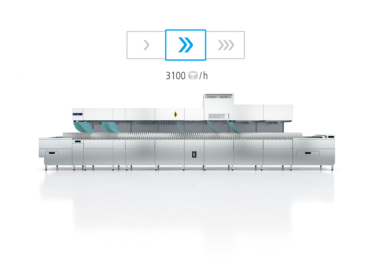 Transportni pomivalni stroji Winterhalter – fleksibilna nastavitev hitrosti