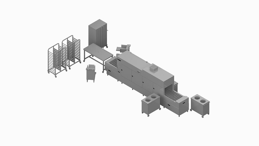 Tračni pomivalni stroj serije MTF Winterhalter – primer načrtovanja